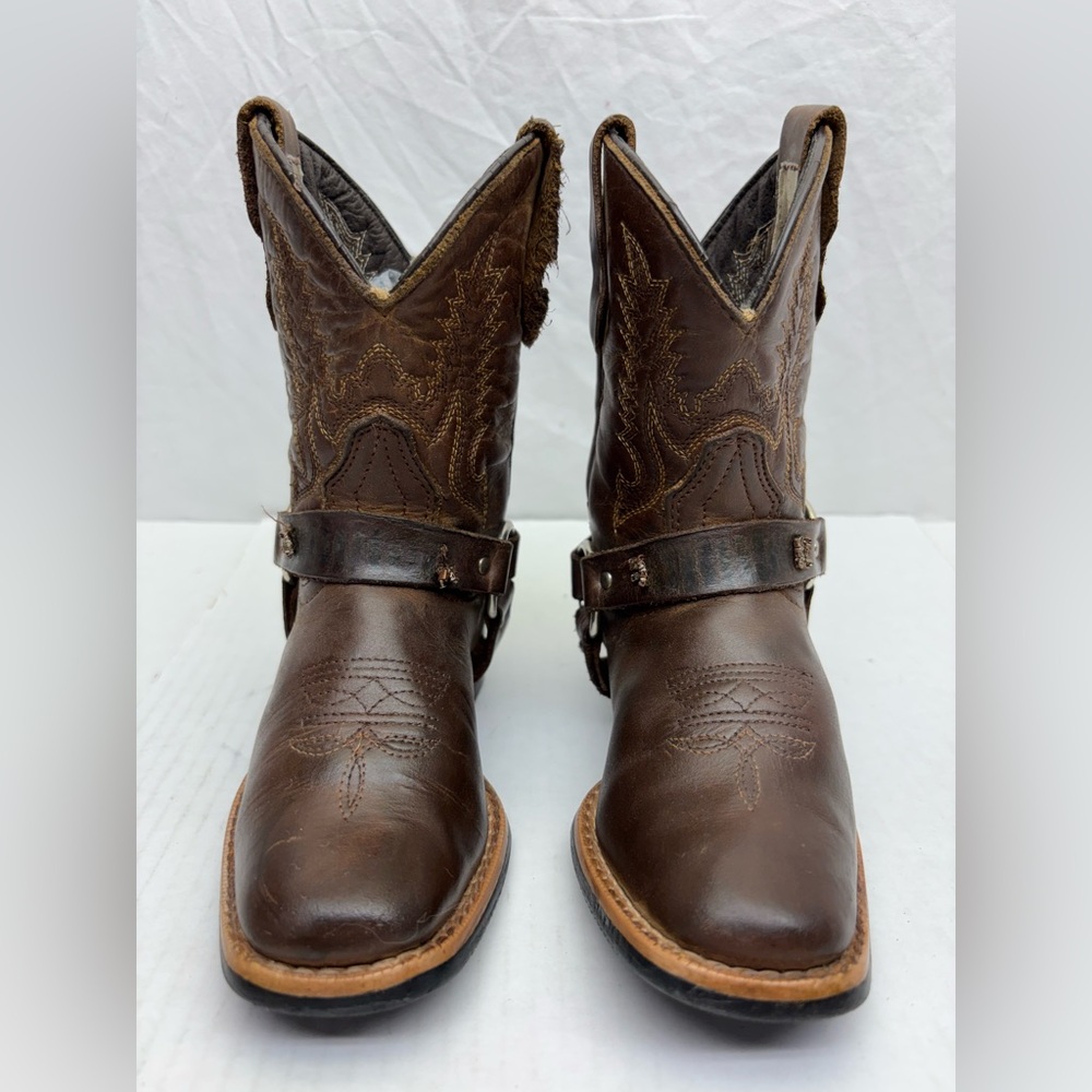 Brown Leather Western Harness Boots, box 31